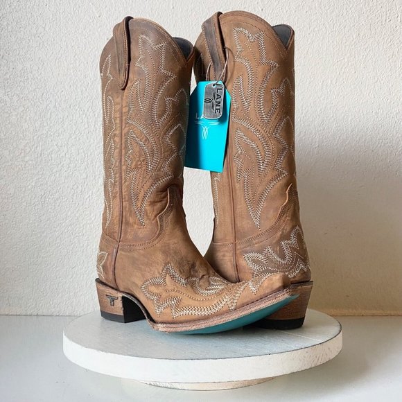 Lane Shoes - NEW Lane Saratoga Womens Western Boots 8.5 Brown Snip Toe Cowboy Wedding 13"